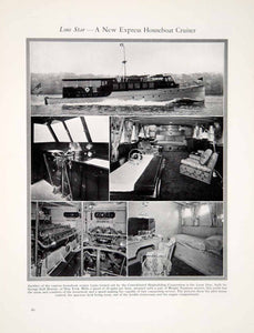 1927 Print Lone Star Express Houseboat Cruiser Yacht Ship Interior Nautical YYM1