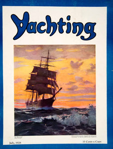 1928 Cover Yachting Charles R Patterson Art Bluenose Schooner Everest Ship YYM2
