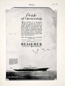 1928 Ad Bessemer Diesel Engine Yacht Boat Sailing Ship Nautical Marine Sea YYM2