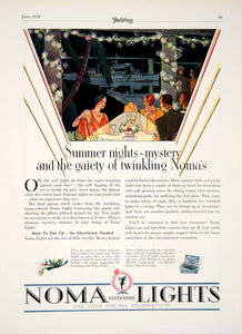 1928 Ad Noma Lights Mazda Lamps Art Deco Yacht Club Roaring Twenties Era YYM2