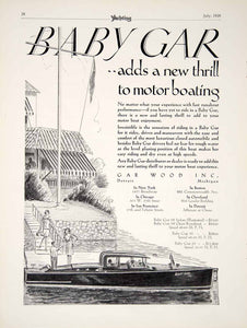 1928 Ad Gar-Wood Baby Gar 28 Runabout Motorboat Yacht Art Deco Marine Ship YYM2