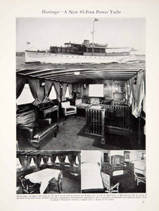 1928 Print Harbinger 85ft New York Yacht Sailing Ship Interior Nautical Sea YYM2