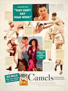 1935 Ad Camel Cigarettes Athletes Smoking Willie Macfarlane James Bausch YYM3