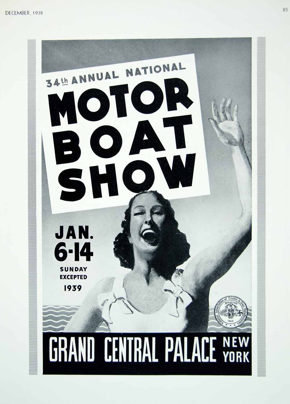 1938 Ad Annual National Motor Boat Show Jan. 1939 Grand Central Palace NYC YYM4