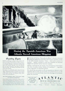 1938 Ad Atlantic Mutual Insurance Spanish American War Ships Battle Manila YYM4