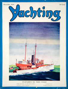 1939 Cover Yachting Magazine Yacht Ralph Klep Art Motor Boat Pleasure Craft