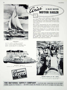 1939 Ad Superior Diesel Engines Yacht Aries Dr. Austin F Riggs Engine Room MRA-8