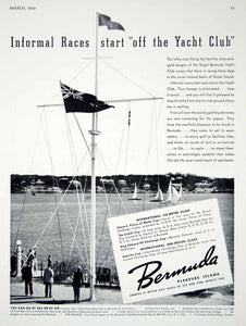 1939 Ad Vintage Travel Bermuda Island Royal Yacht Club Yachting Races Tourism