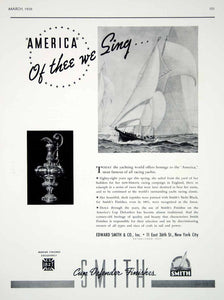1939 Ad Edward Smith Marine Paint Yacht "America" Yachting Race America's Cup