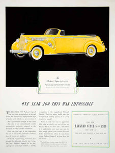 1939 Ad Vintage Packard Super-8 Convertible Sedan Yellow Automobile Car Classic