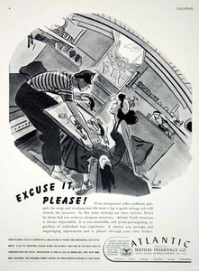 1939 Ad Atlantic Mutual Insurance Company Yacht Policy Earl Oliver Hurst Cartoon