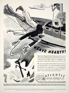 1939 Ad Vintage Atlantic Mutual Insurance Yacht Policy Earl Oliver Hurst Cartoon