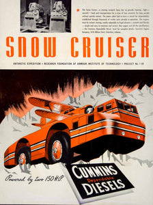 1939 Ad Cummins Diesel Engine Snow Cruiser Antarctic Expedition Research Vehicle