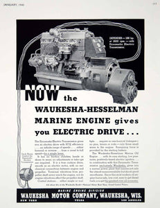 1940 Ad Vintage Waukesha Hesselman Marine Engine Defender 188 H.P. Wisconsin