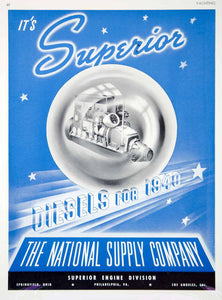 1940 Ad Vintage Superior Marine Diesel Engines National Supply Company Boating
