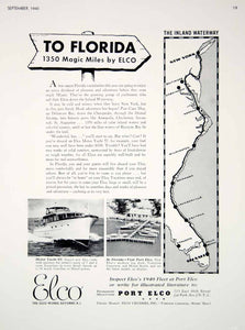 1940 Ad Vintage Port Elco Motor Yacht 57 Inland Waterway Bayonne Florida Boating