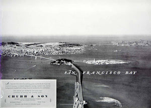 1940 Ad Chubb & Son Insurance San Francisco Bay Bridge Golden Gate Aerial View