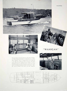1940 Print Wanigan Diesel Yacht Cabin Layout Plan Alice M. O'Brien St. Paul MN