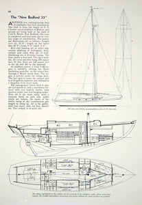 1939 Article New Bedford 35 Sailboat Sail Cabin Plans Samuel Sturgis Crocker