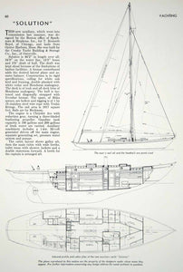 1939 Article Solution Auxiliary Yacht Sailboat Sail Cabin Plan T. Kenneth Boyd
