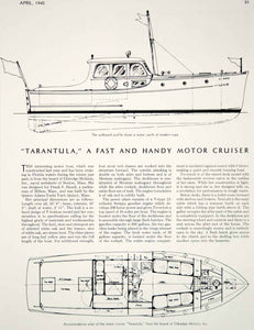 1940 Article Tarantula Motor Yacht Cruiser Cabin Plan Frank S Bissell Owner Boat
