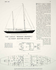 1940 Article Bonnie Dundee Motor Yacht Sailboat Cabin Plans Clifford D. Mallory
