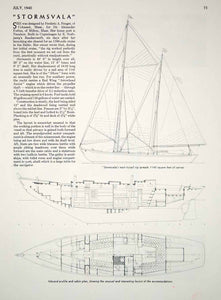 1940 Article Stormsvala Yacht Sailboat Cabin Plan Dr Alexander Forbes Milton MA