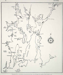 1940 Print Map Narragansett Bay Islands Aquidneck Conanicut Prudence Yachting