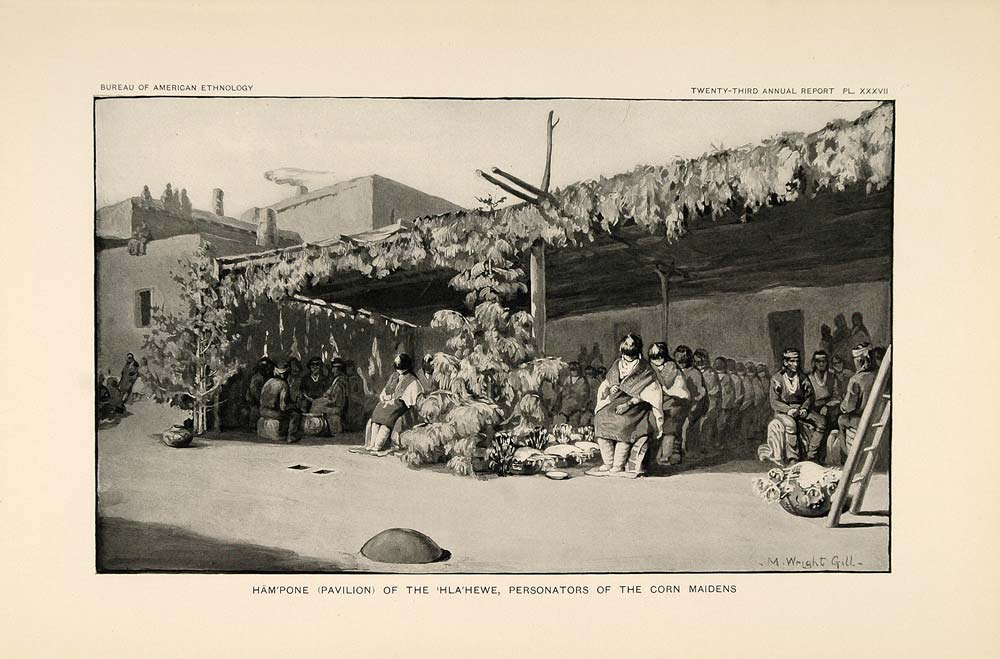 1904 Print Zuni Indian Pavilion Hlahewe Corn Maidens - ORIGINAL HISTORIC ZN1