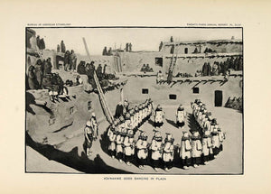 1904 Print Zuni Dance Kianakwe Gods Kachinas Dancing - ORIGINAL HISTORIC ZN1