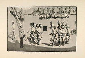 1904 Print Zuni Dance Navaho Yebichai Gods Dancing Gill ORIGINAL HISTORIC ZN1