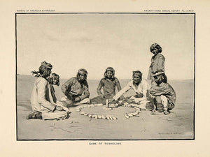 1904 Print Zuni Men Tasholiwe Game Mary Wright Gill - ORIGINAL HISTORIC ZN1