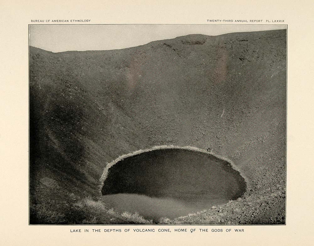 1904 Print Zuni Volcanic Lake Home War Gods Mythology ORIGINAL HISTORIC ZN1