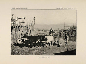 1904 Print Zuni Pueblo Indian Wagon Cattle Yoke 1879 - ORIGINAL