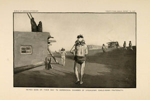 1904 Print Zuni Hehea God Kachina Eagle Down Fraternity ORIGINAL HISTORIC ZN1