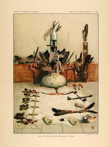 1904 Zuni Indian Ahayuta God War Mythology Lithograph Ritual Native American ZN1