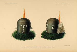 1904 Zuni Indian Mask Kwelele Kachina God Lithograph - ORIGINAL ZN1