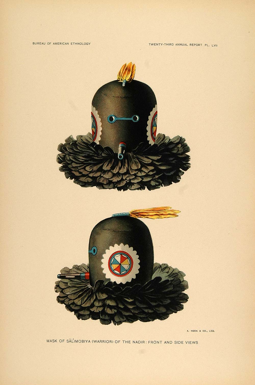 1904 Zuni Indian Mask Warrior Salimobiya Lithograph SET - ORIGINAL ZN1