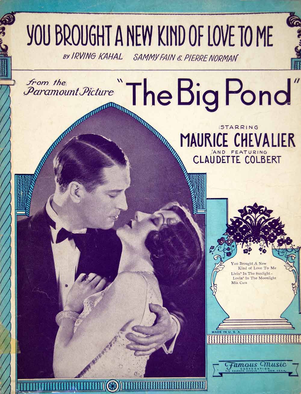 1930 Sheet Music You Brought a New Kind of Love to Me Big Pond Maurice ZSM1