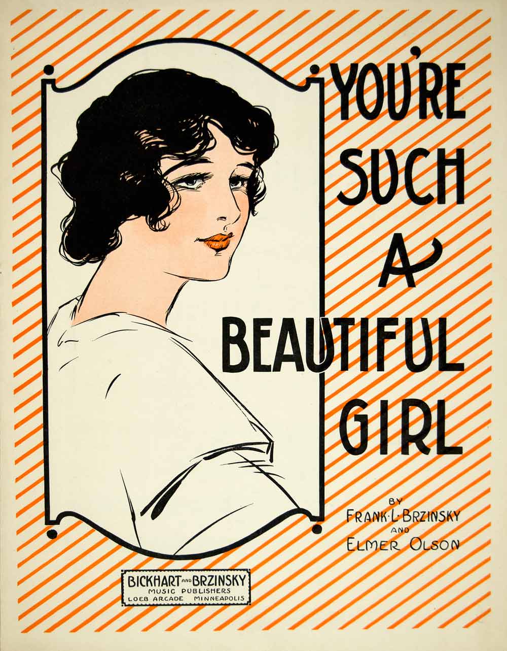 1916 Sheet Music You're Such a Beautiful Girl Song Frank L. Brzinsky Elmer ZSM2