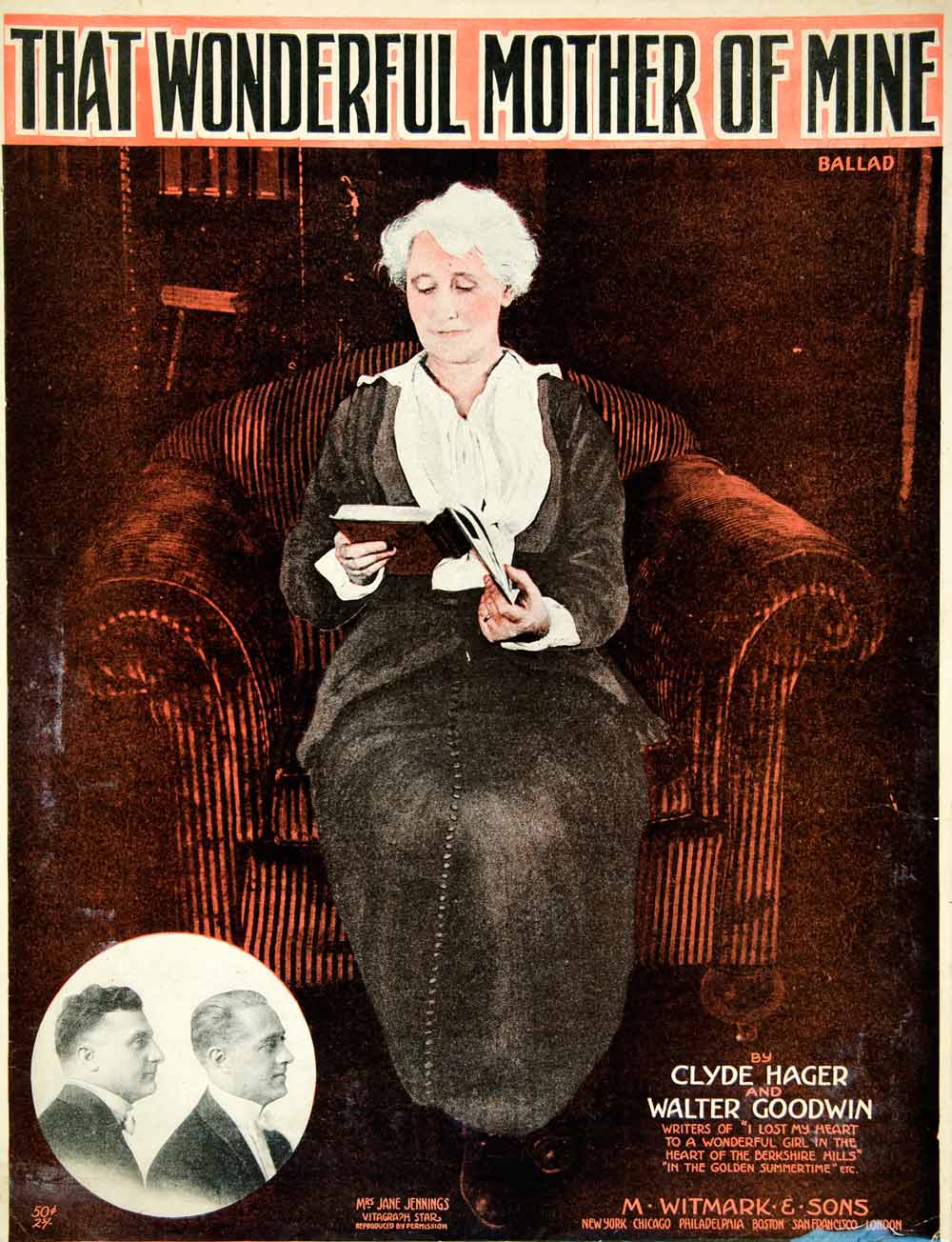 1918 Sheet Music That Wonderful Mother of Mine Jane Jennings Silent Film ZSM2