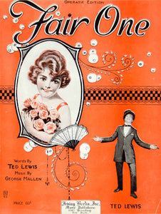 1920 Sheet Music Fair One Ted Lewis Vaudeville Song George Mallen Irving ZSM3