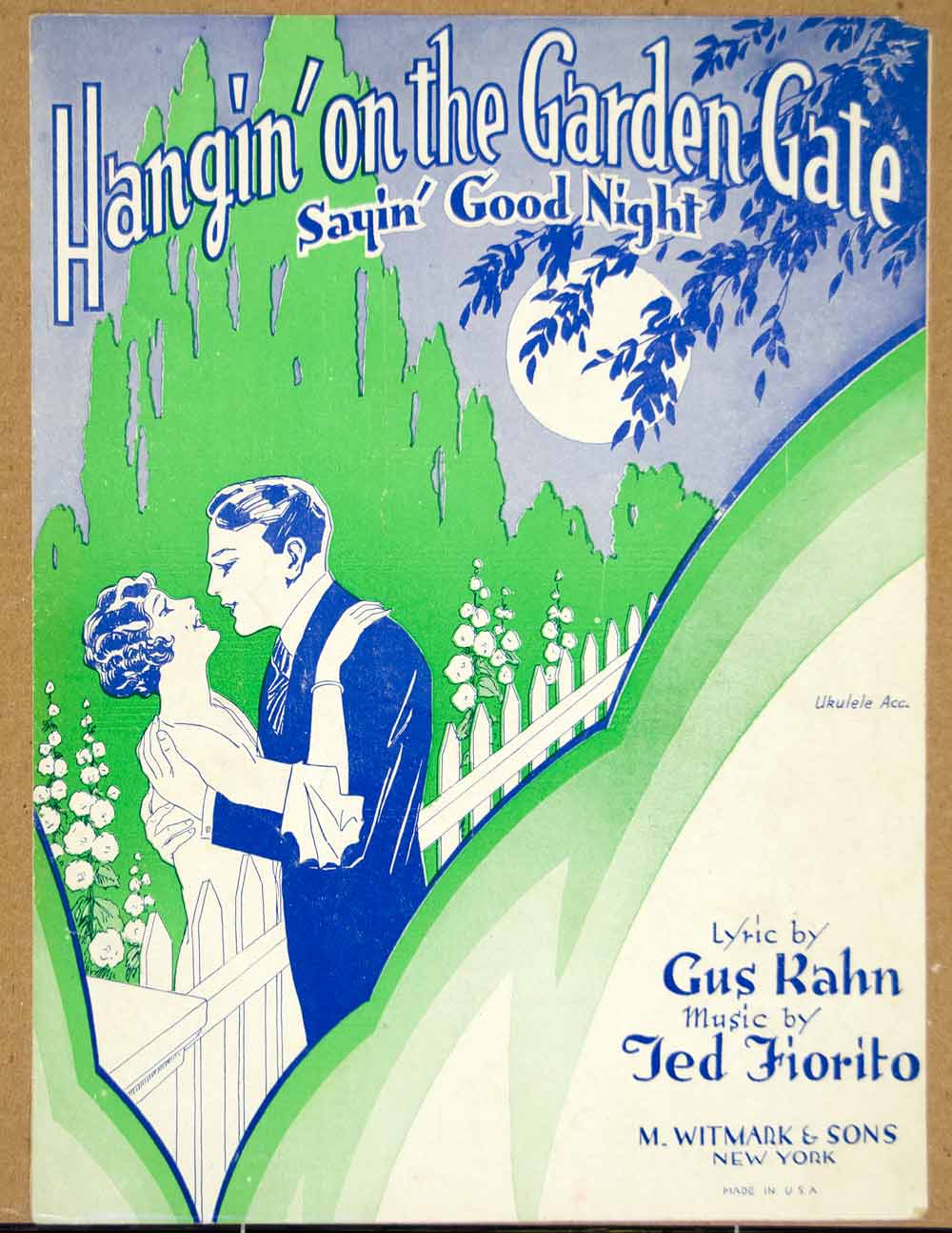 1929 Sheet Music Hangin' on the Garden Gate Sayin' Good Night Lovers Ted ZSM3
