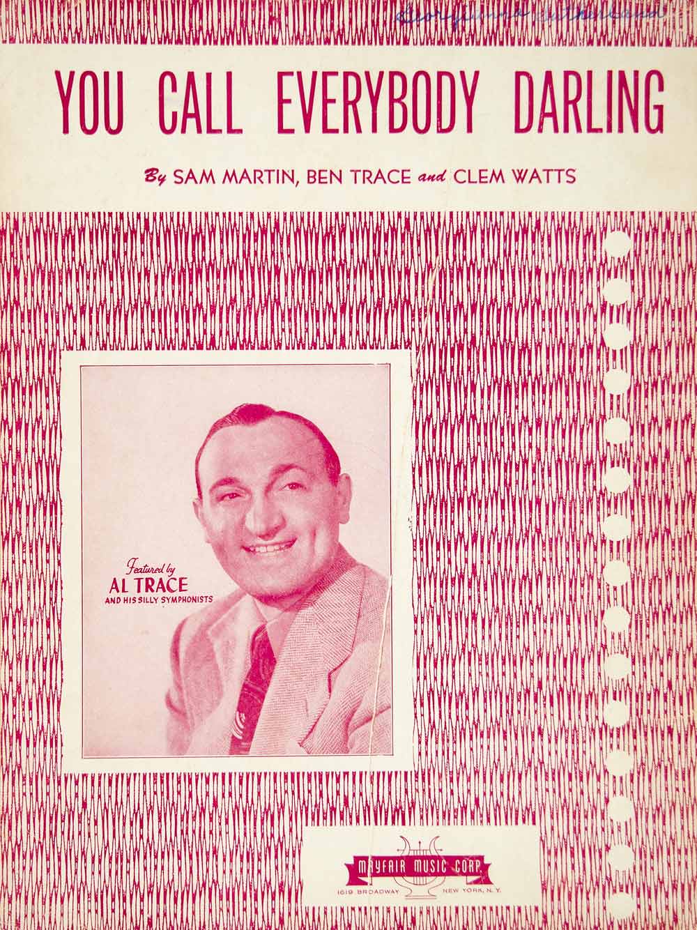 1946 Sheet Music You Call Everybody Darling Sam Martin Clem Watts Ben Al ZSM4
