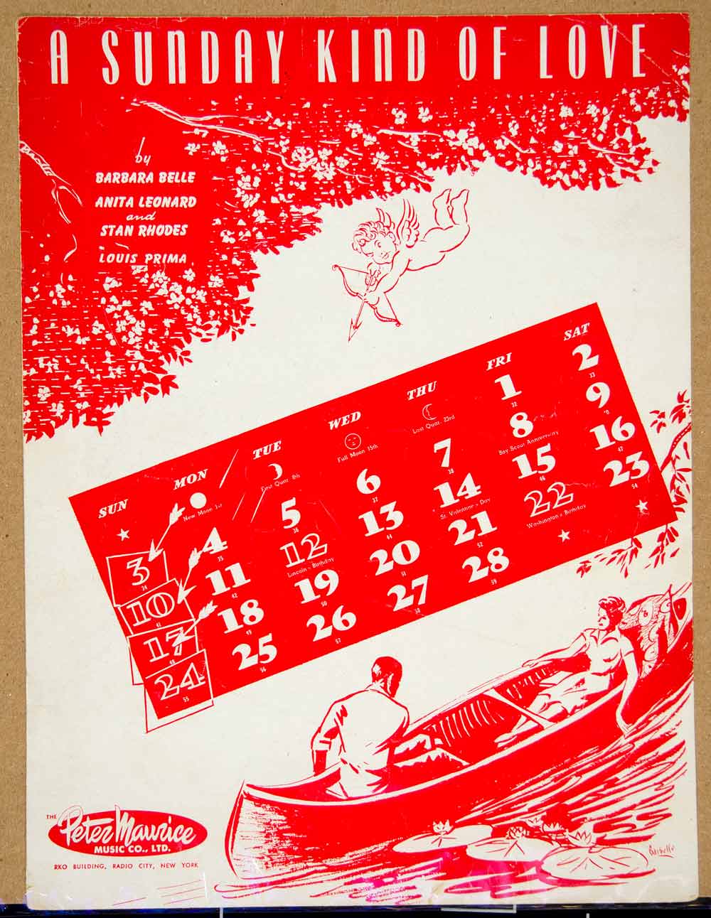 1947 Sheet Music A Sunday Kind of Love Lovers Song Canoe Romance Cupid ZSM4