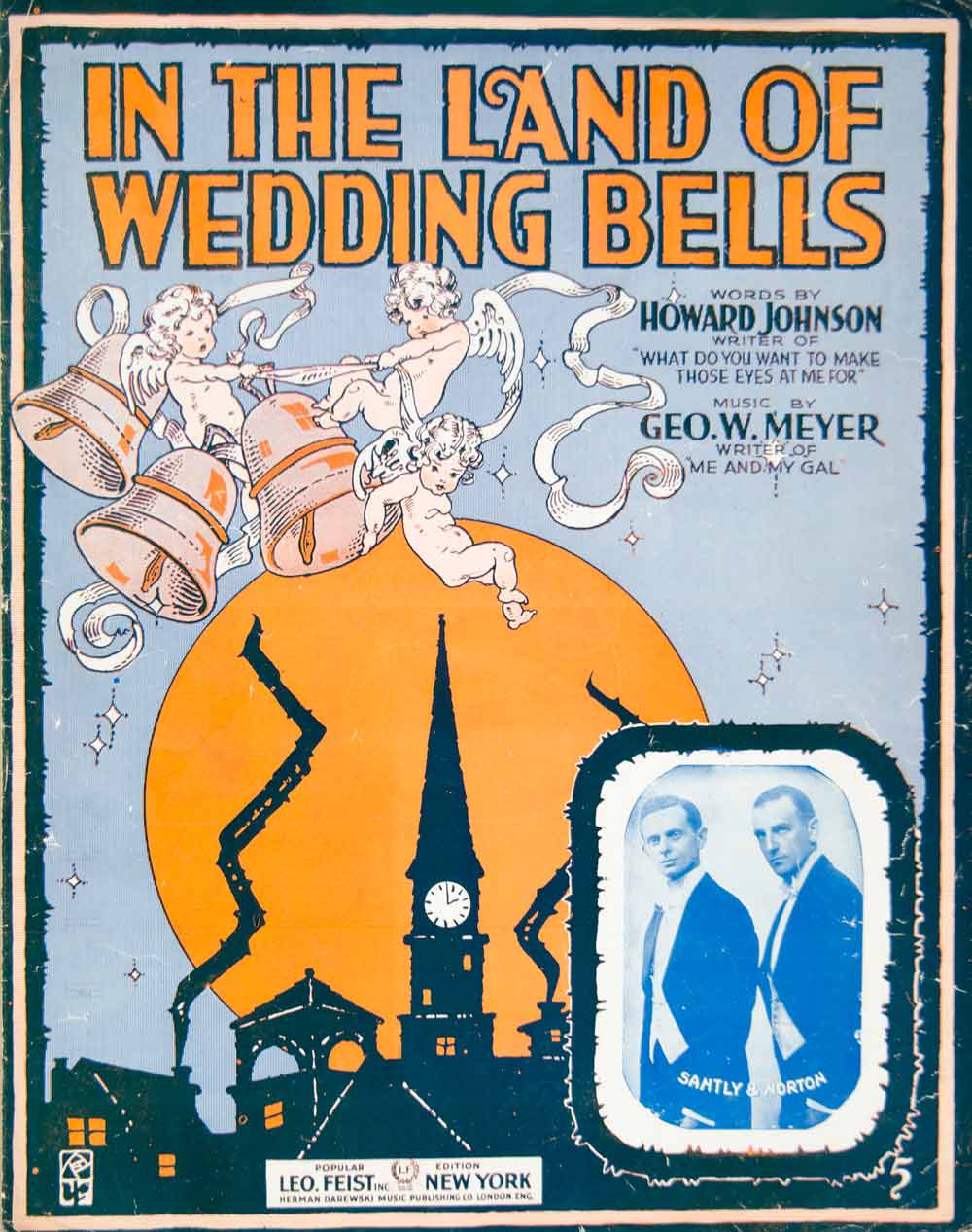 1917 Sheet Music In the Land of Wedding Bells Cupid Cherub Church Geo. W ZSM5