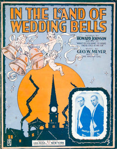 1917 Sheet Music In the Land of Wedding Bells Cupid Cherub Church Geo. W ZSM5