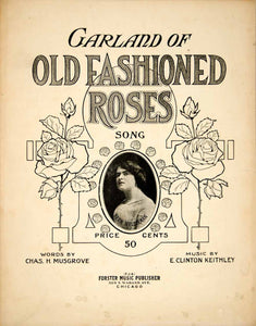 1911 Sheet Music Garland of Old Fashioned Roses Art Nouveau Fern Welschman ZSM7
