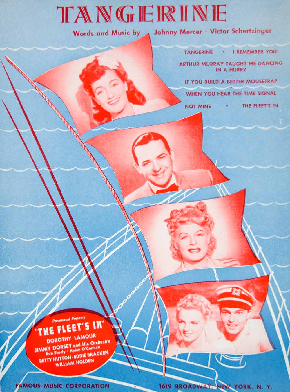 1942 Sheet Music Tangerine The Fleets In Movie Song Johnny Mercer Paramount ZSM8