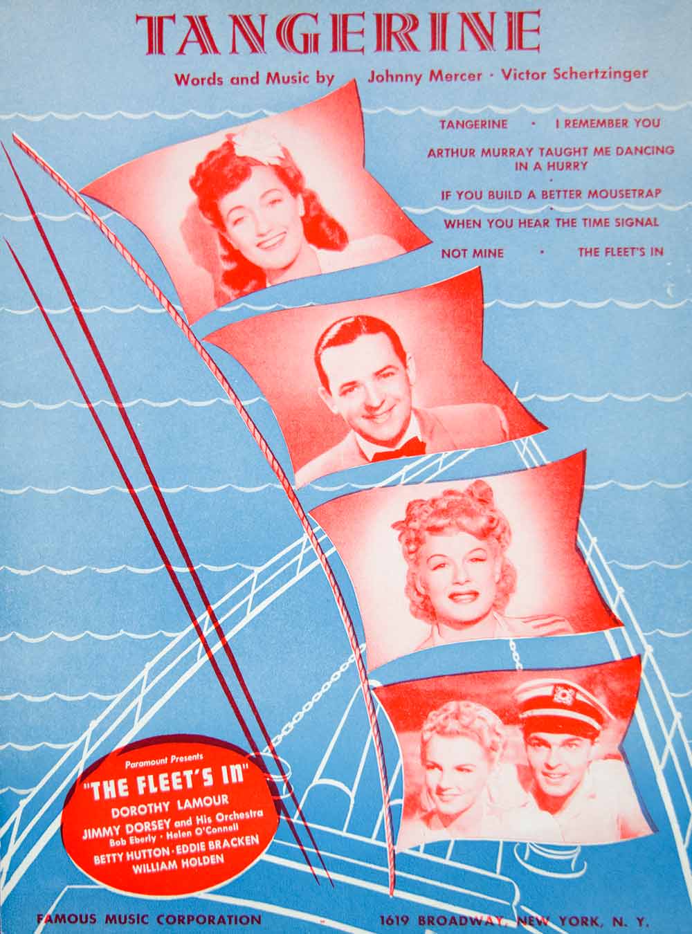 1942 Sheet Music Tangerine The Fleets In Movie Song Johnny Mercer Para